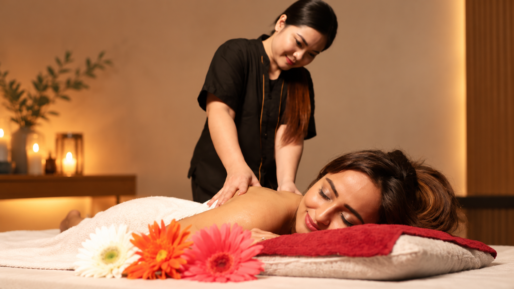 Relaxing spa treatment room
